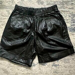 Rules of Etiquette Faux Leather Black Shorts